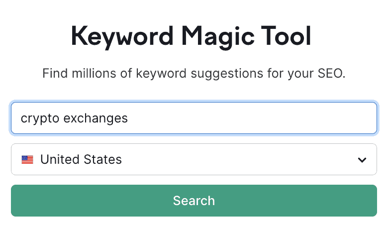 keyword magic tool screenshot from SEMrush